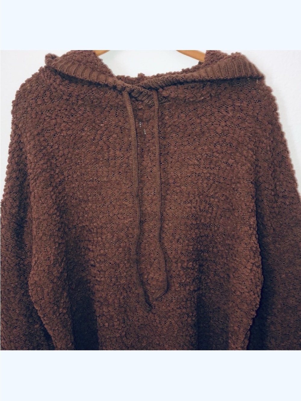 Zenana Outfitters Brown Hooded Popcorn Knit Sweater - Picture 2 of 6